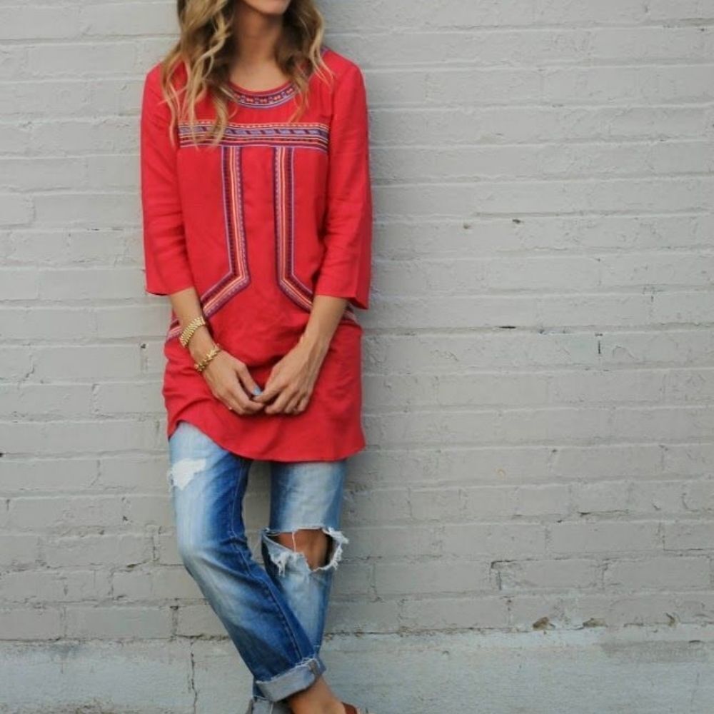 FLYING TOMATO ANTHROPOLOGY EMBROIDERED TUNIC OR SHIFT DRESS SIZE SMALL